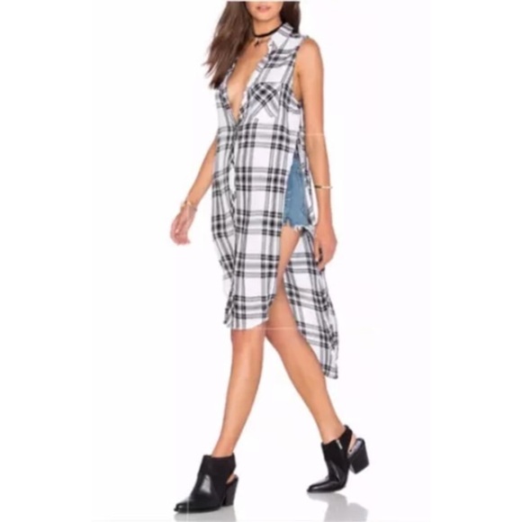 Rails Tops - Rails Jordyn Slit Tunic Shirt Plaid Long Length